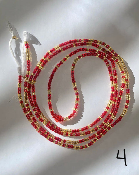 Permanent tie-on waist beads