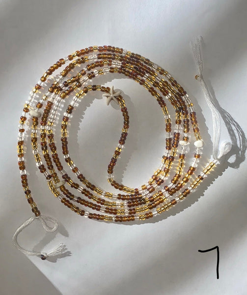 Permanent tie-on waist beads