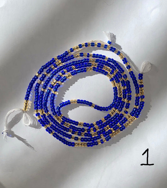 Permanent tie-on waist beads