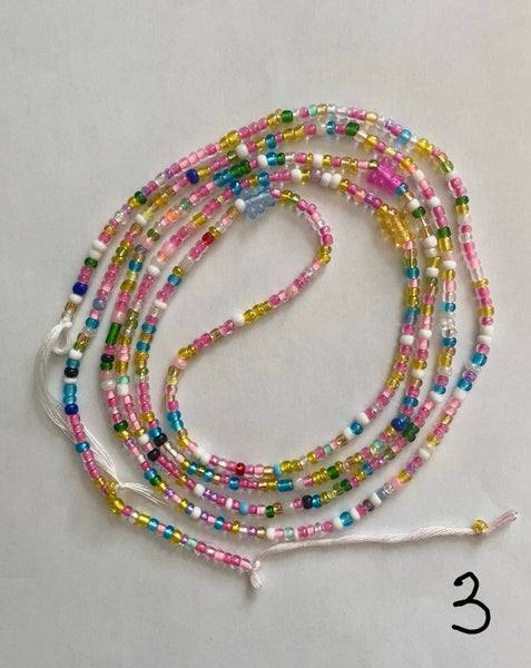 Permanent tie-on waist beads