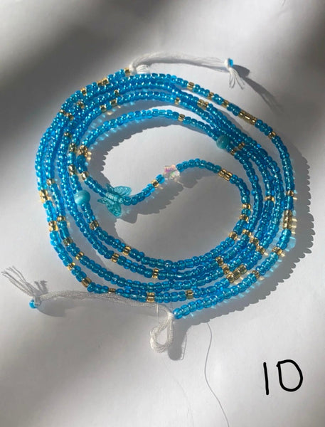 Permanent tie-on waist beads
